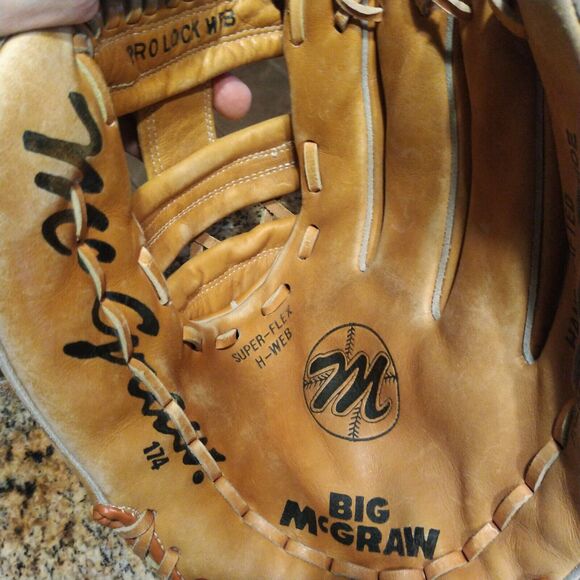 Big Mcgraw Brown Leather Right Hand Throw Baseball Glove Super Flex Pro Lock 174 - Picture 8 of 13